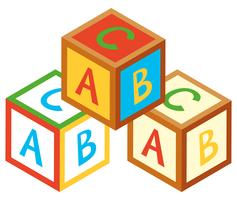 Desenho 3D para blocos de alfabeto vetor