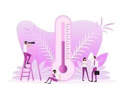 temperatura pessoas. termômetro ícone com plano pessoas. vetor ilustração