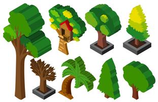 Design 3D para muitos tipos de árvores vetor