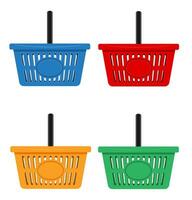 cesta de compras de plástico para a ilustração vetorial de estoque da loja isolada no fundo branco vetor
