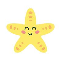 desenho animado mão desenhado feliz bebê estrelas do mar em isolado branco fundo. personagem do a mar animais para a logotipo, mascote, Projeto. vetor ilustração