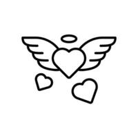 coração ícone com asas gostar anjo vetor