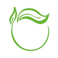 Logotipo da folha verde do chá. Ícone de vetor de elemento de natureza ecologia. Caligrafia bio bio vegano mão ilustrações desenhadas