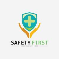 segurança primeiro logotipo ícone vetor Projeto e ilustração gráfico placa