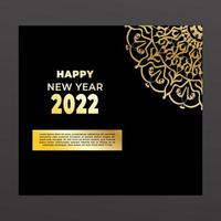 modelo de banner ou cartão de feliz ano novo com mandala de luxo vetor