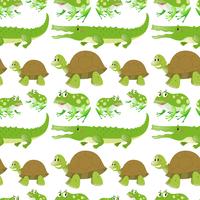 Plano de fundo sem emenda com crocodilos e tartarugas vetor