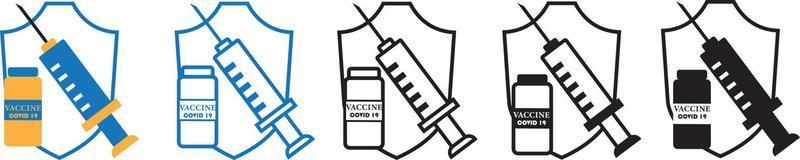 conjunto de ícones de vacina, ícone de vacina em estilo diferente, ilustração vetorial vetor