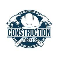 construção trabalhadores logotipo Projeto modelo vetor