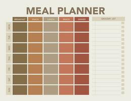 refeição planejador e mercearia Lista planejador imprimível vetor