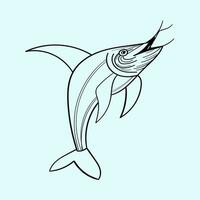 livre azul marlin peixe pulando linha arte ilustração Projeto vetor