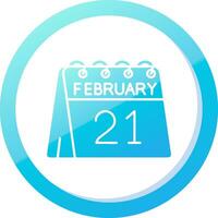 21 do fevereiro sólido azul gradiente ícone vetor