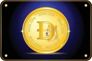 criptomoeda dogecoin com cor de metal dourado vetor