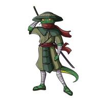 ilustração de lagarto samurai vetor