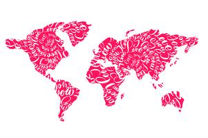 Mapa do mundo-de-rosa com corações eu te amo tags para dia dos namorados vetor