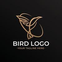 elegante linha arte pássaro ouro logotipo modelo vetor