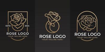 ouro linha arte rosa beleza logotipo vetor