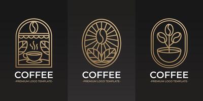 criativo linha arte café logotipo coleção conjunto vetor