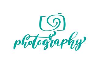 modelo de vetor de ícone de logotipo de fotografia de câmera texto de fotografia de inscrição caligráfico isolado no fundo branco