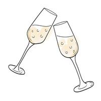 vetor ilustração, clipart do uma vidro do champanhe dentro rabisco estilo