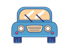 uma azul carro dentro uma infantil estilo. a isolado brilhante ilustração com uma contorno. vetor ilustração