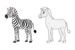 zebra linha e cor ilustração. desenho animado vetor ilustração para coloração livro.