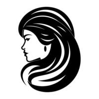 lindo minimalista vetor mulher ícone. cabeça e cabelo símbolo ilustração para beleza ou saúde organização. . vetor ilustração