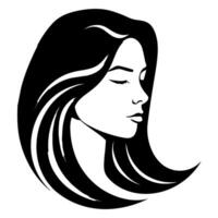 lindo minimalista vetor mulher ícone. cabeça e cabelo símbolo ilustração para beleza ou saúde organização. . vetor ilustração