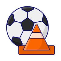 futebol bola com trafic cone ilustração vetor