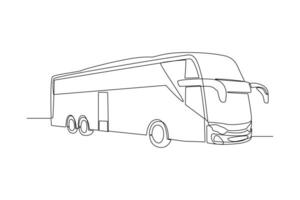 contínuo 1 linha desenhando moderno ônibus. terra transporte conceito. rabisco vetor ilustração.