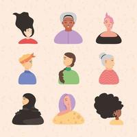 dia da mulher, diversidade, cultura feminina, etnia e idade, personagens vetor