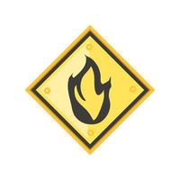substância inflamável, símbolo de perigo no aviso do quadro amarelo