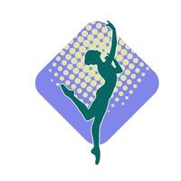 silhueta do uma fêmea balé dançarino dentro açao pose. silhueta do uma bailarina menina dançando pose. vetor