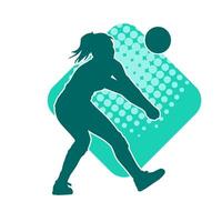 silhueta do uma fêmea voleio atleta dentro açao pose. silhueta do uma mulher jogando voleio bola esporte. vetor