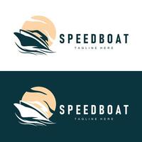 Rapidez barco logotipo projeto, ilustração do uma Esportes barco modelo, simples moderno velozes barco marca vetor