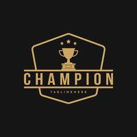 vintage retro crachá campeão troféu logotipo Projeto idéia vetor