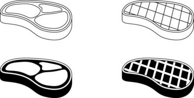esboço silhueta bife ícone conjunto isolado em branco fundo vetor