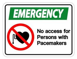 emergência sem acesso para pessoas com sinal de símbolo de marca-passo em fundo branco vetor