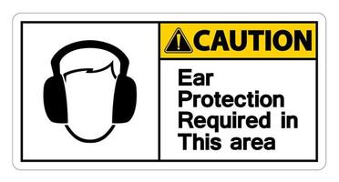 cuidado proteção auricular necessária nesta área símbolo sinal no fundo branco, ilustração vetorial vetor