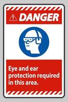 sinal de perigo proteção ocular e auditiva necessária nesta área vetor