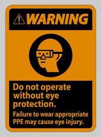 sinal de aviso não entre sem usar proteção para os olhos, podem ocorrer danos à visão vetor