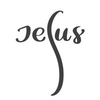 Mão, desenhado, jesus, lettering, texto vetor