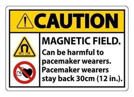 cuidado, o campo magnético pode ser prejudicial para usuários de marca-passo. usuários de espaço - fiquem 30 cm vetor