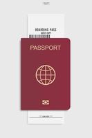 passaporte e bilhete de embarque em fundo branco. vetor. vetor