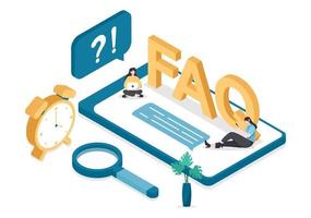 faq ou perguntas mais frequentes para website, helpdesk do blogger, assistência a clientes, informações úteis, guias. ilustração vetorial de fundo vetor
