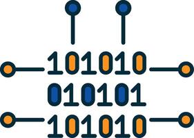 binário código linha preenchidas dois cores ícone vetor