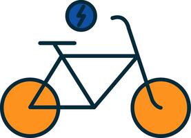 elétrico bicicleta linha preenchidas dois cores ícone vetor