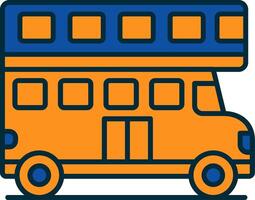 Duplo ônibus linha preenchidas dois cores ícone vetor