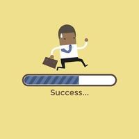 empresário africano executado na barra de carregamento do progresso, conceito de sucesso. vetor