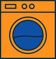 lavanderia máquina linha preenchidas dois cores ícone vetor