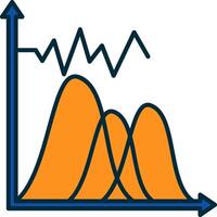 onda gráfico linha preenchidas dois cores ícone vetor